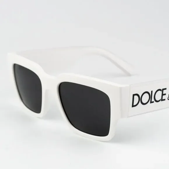 NEW D&G DG6184 331287 White Dark Grey Square Unisex Sunglasses